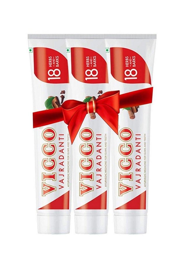VICCO Vajradanti Ayurvedic Toothpaste 200 Gm Pack Of 3| Regular Flavour,|18 Essential Herbs And Barks| Prevents Bad Breath| For Strong And Healthy Teeth  - Image 1