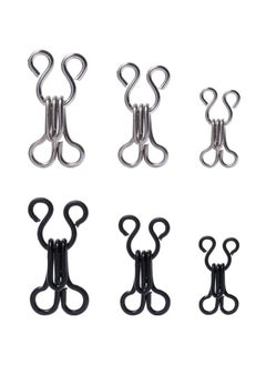 Bememo 50 Set Sewing Hooks And Eyes Closure For Bra And Clothing 3 Sizes (Silver And Black)  - Image 1