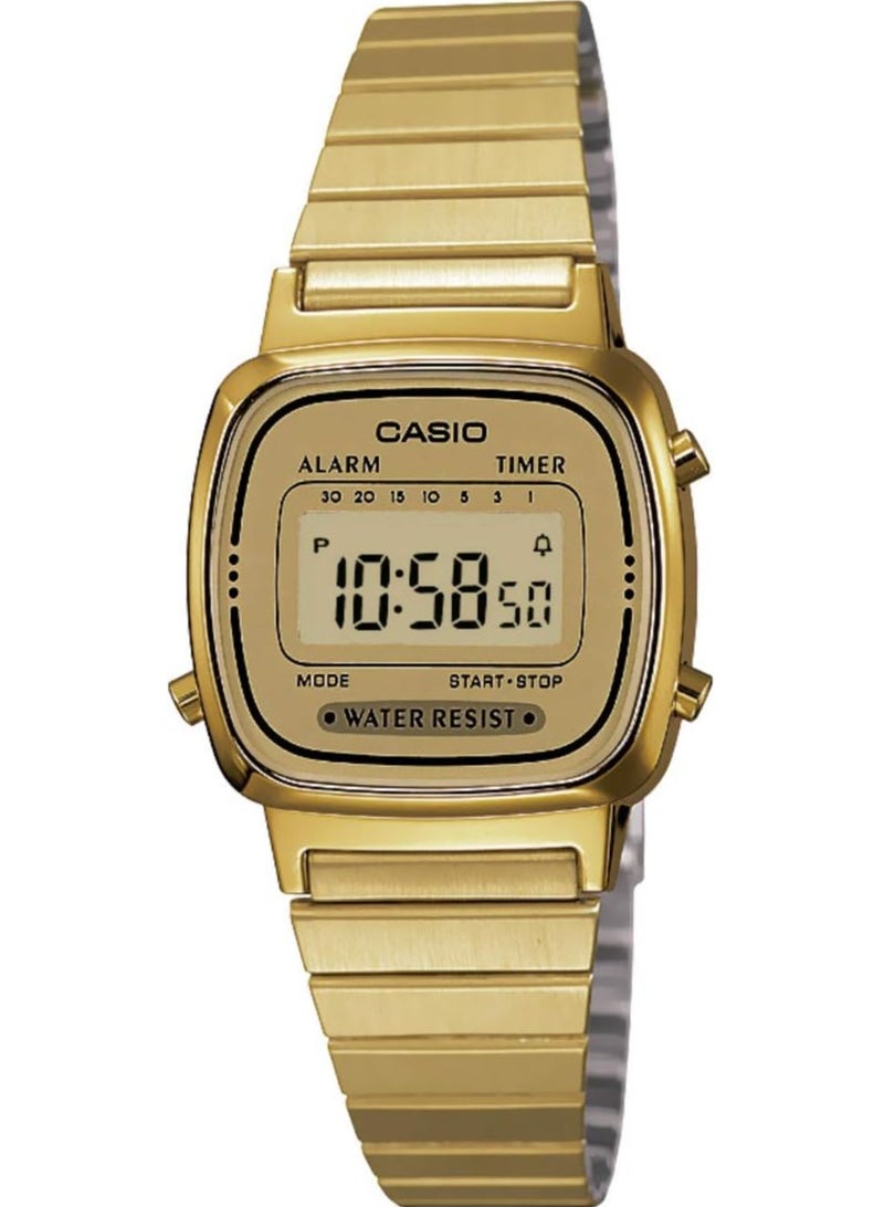كاسيو ساعة كاسيو LA670WGA-9 كوارتز ذهبية ستانلس ستيل للسيدات مع مينا رقمية - Image 1