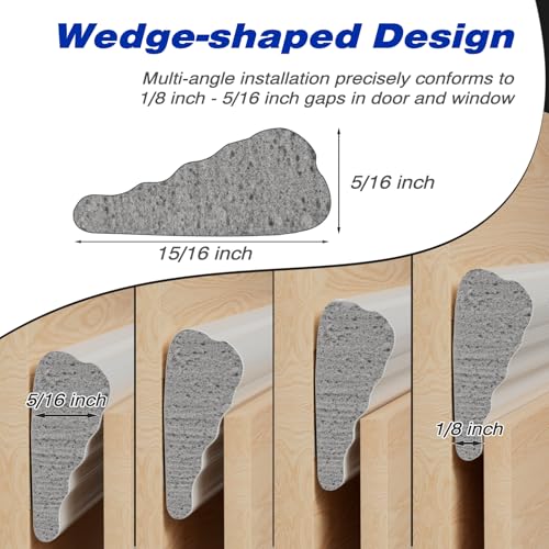 ESUFEIR Weather Stripping Door Seal Strip for Door Frame,Window Insulation for Winter,Doors Soundproofing Gap Filler,Window Sealer Exterior Doors Weather Stripping,Foam Windows Draft Stopper (White,118'') - Image 2