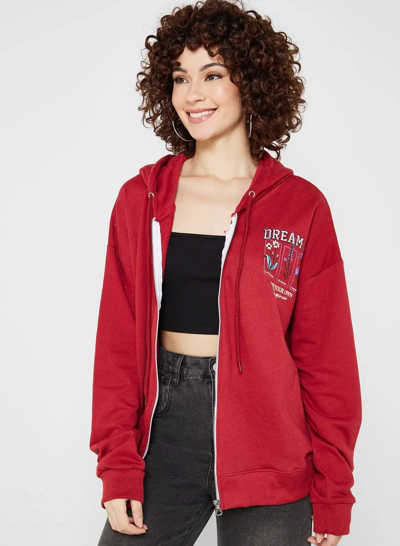 Ginger Graphic Hoodie With Embroidery