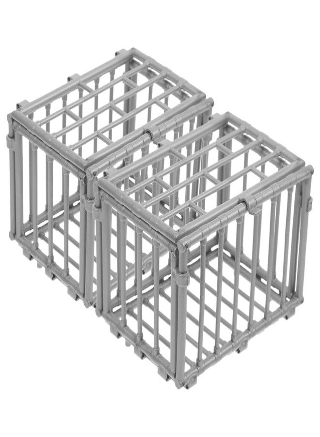 TOYANDONA 2pcs Mini Cage Model Miniature Plastic Animal Cage Fence Model for Dollhouse Micro Landscape Accessories - Image 1