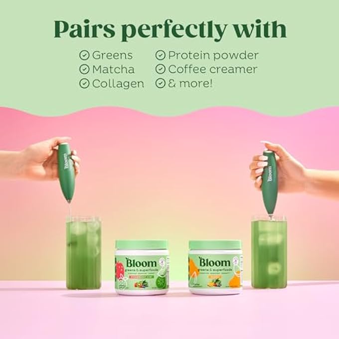 Bloom Nutrition Milk Frother Hand Mixer Electric Handheld Drink Stirrer Frothing Wand Foam Maker For Coffee Matcha Protein Greens Stainless Steel Battery Operated Includes Whisk Stand - Image 4