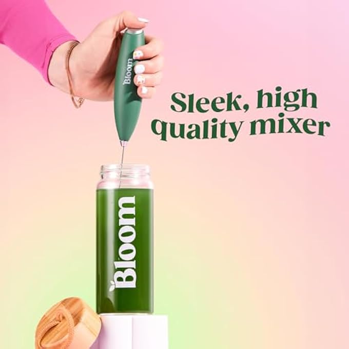 Bloom Nutrition Milk Frother Hand Mixer Electric Handheld Drink Stirrer Frothing Wand Foam Maker For Coffee Matcha Protein Greens Stainless Steel Battery Operated Includes Whisk Stand - Image 2