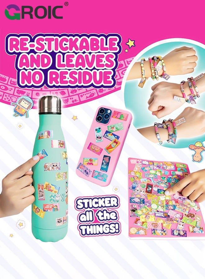 GROIC Wearable & Shareable Sticker Bracelet, Includes 120 Mini Stickers, 4 Mystery Reveal Sticki Rolls, 8 Stickers Roll, 1 Bracelet Cord with Clasps and 1 Sticki Book, Friendship Bracelet Toys for kids - Image 5