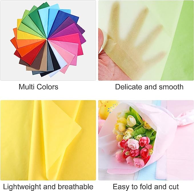 Ambey Papers LLP (Pack of 100 Sheets) 18 GSM | Gift Wrapping Tissue | Kite Paper for Art Craft | Colored Tissue | Colourful Wrapping Large Size 50x66 cm - Image 5