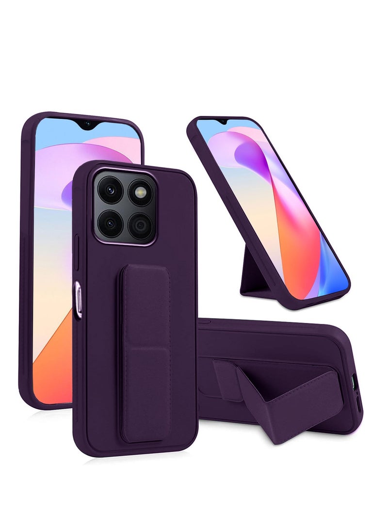 دبليو تيك حزام معصم بقبضة يد مغناطيسية ومسند مع غطاء حديد مدمج لهاتف Honor X6a 4G 2023 أرجواني باذنجاني - Image 1