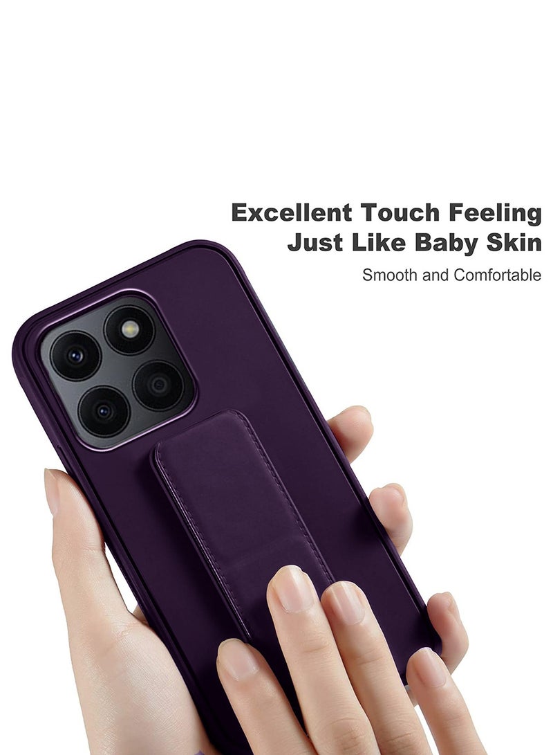 دبليو تيك حزام معصم بقبضة يد مغناطيسية ومسند مع غطاء حديد مدمج لهاتف Honor X6a 4G 2023 أرجواني باذنجاني - Image 3