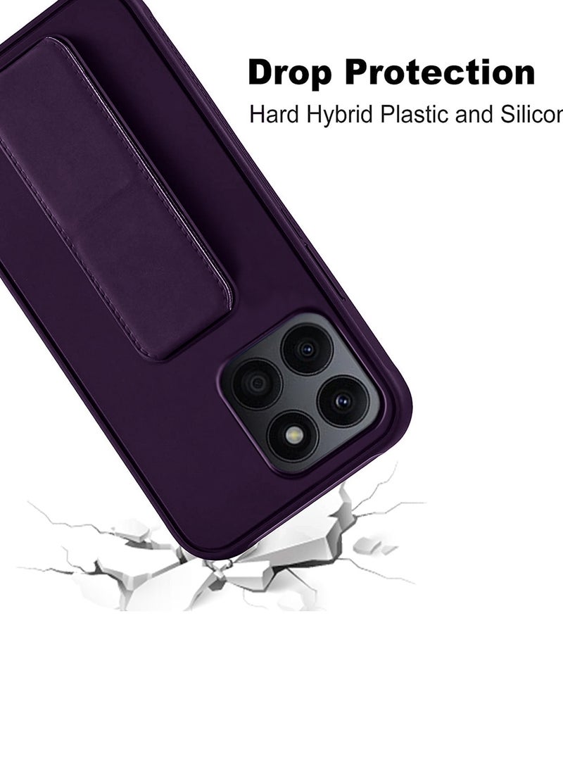 دبليو تيك حزام معصم بقبضة يد مغناطيسية ومسند مع غطاء حديد مدمج لهاتف Honor X6a 4G 2023 أرجواني باذنجاني - Image 4