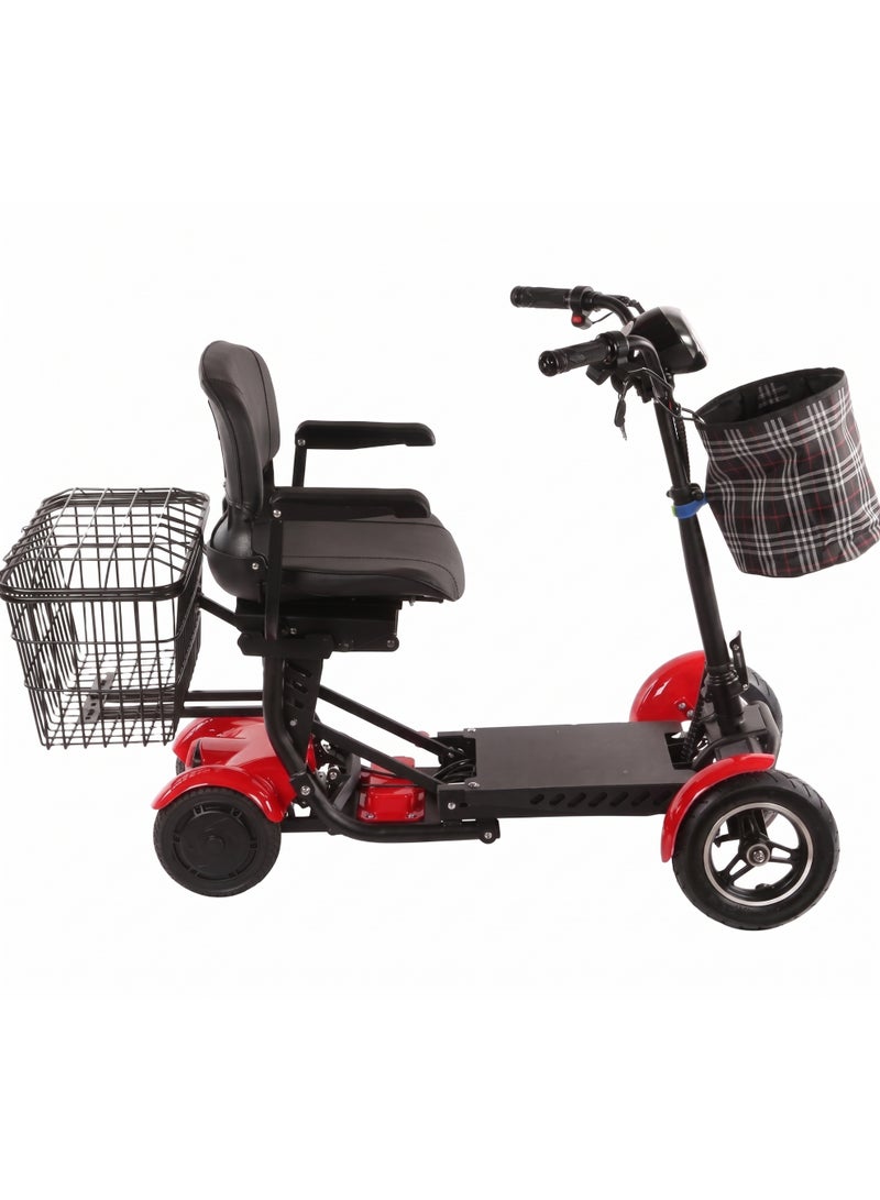 Electric Scooter with Basket, Red