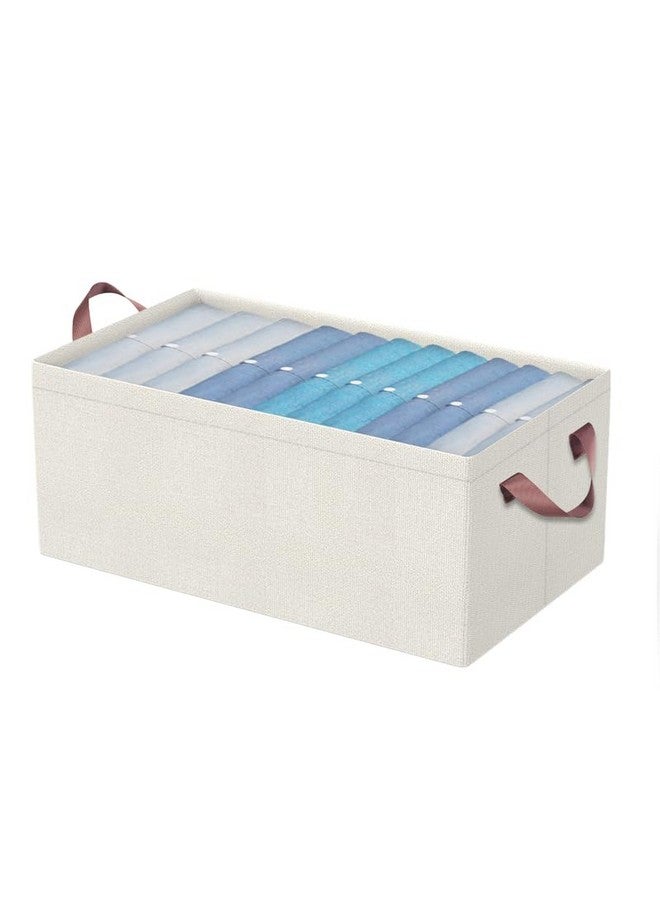 PRIME PICK PRIME PICK XL Oxford Cloth Organizer Durable Foldable Storage Box with Metal Frame & Handles Begie Breathable & Washable for Jeans T-shirts Socks Sweaters Pants Versatile Home Storage Solution Pack 1  - Image 1