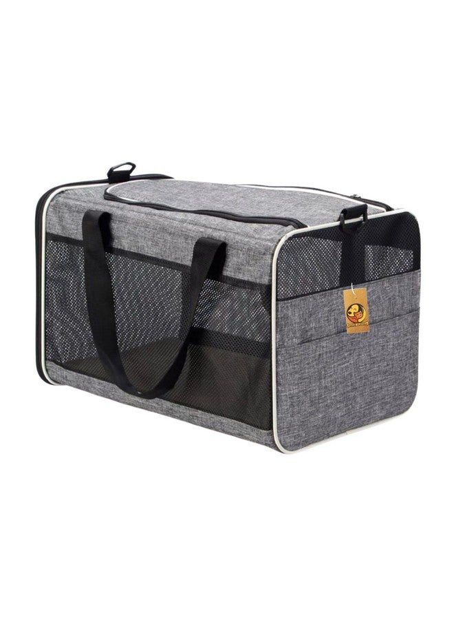 حقيبة سفر ناعمة الجوانب معتمدة من شركة الطيران للحيوانات الأليفة - (حقيبة دافل، رمادية) للجراء والكلاب الصغيرة والقطط | حقيبة سفر محمولة وجيدة التهوية للحيوانات الأليفة مع وسادة صوف قابلة للإزالة - Image 1