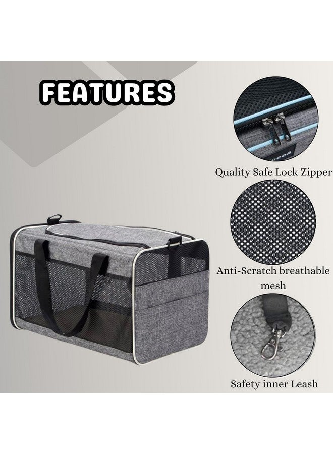 حقيبة سفر ناعمة الجوانب معتمدة من شركة الطيران للحيوانات الأليفة - (حقيبة دافل، رمادية) للجراء والكلاب الصغيرة والقطط | حقيبة سفر محمولة وجيدة التهوية للحيوانات الأليفة مع وسادة صوف قابلة للإزالة - Image 4