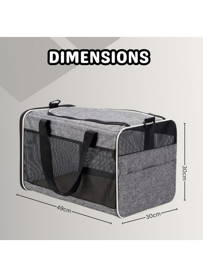 حقيبة سفر ناعمة الجوانب معتمدة من شركة الطيران للحيوانات الأليفة - (حقيبة دافل، رمادية) للجراء والكلاب الصغيرة والقطط | حقيبة سفر محمولة وجيدة التهوية للحيوانات الأليفة مع وسادة صوف قابلة للإزالة - Image 2