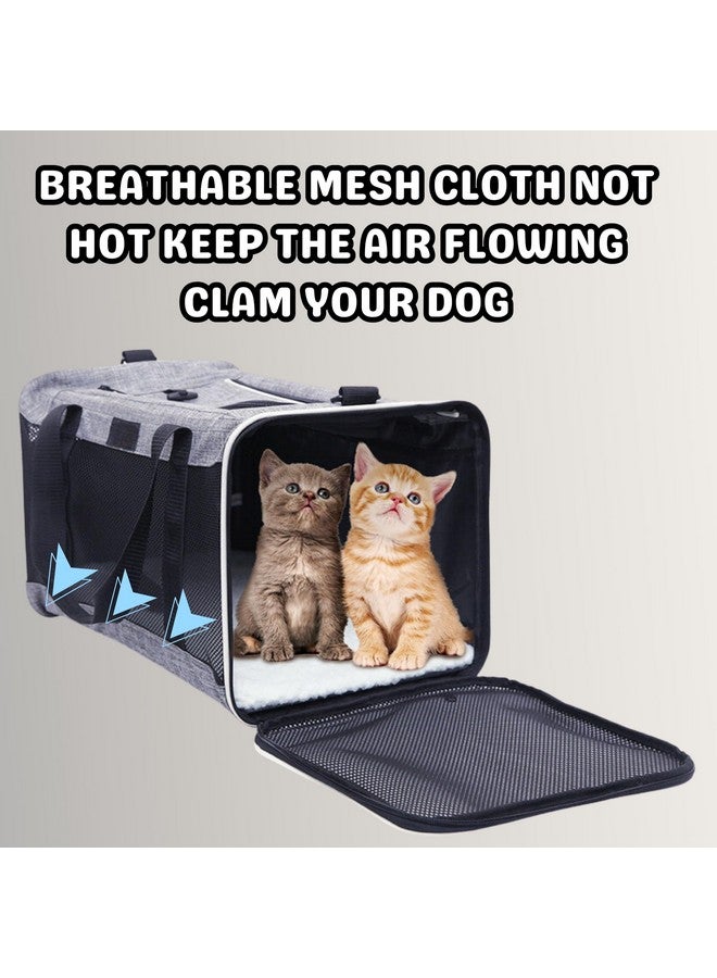 حقيبة سفر ناعمة الجوانب معتمدة من شركة الطيران للحيوانات الأليفة - (حقيبة دافل، رمادية) للجراء والكلاب الصغيرة والقطط | حقيبة سفر محمولة وجيدة التهوية للحيوانات الأليفة مع وسادة صوف قابلة للإزالة - Image 5