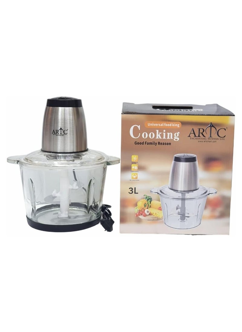 ARTC Food Processor 3L Stainless Steel Five-speed 6-leaf Pure Steel Knife, Fast Meat Mincer, Household Functional Meat Crusher, Chopping, Chopping, Meat Mincer, Powerful Stainless Steel Mincers For Kitchen, Vegetables, Onion, Garlic, Salad, Baby Food  - Image 2