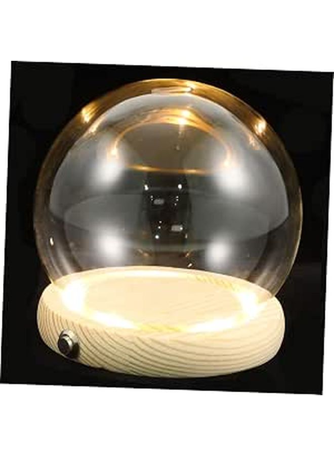 LED Lit Glass Dome Display Case With Wooden Base And Glass Cover For Preserved Flower Globe Home Decor Figurine Arrangement Showcase - Image 1
