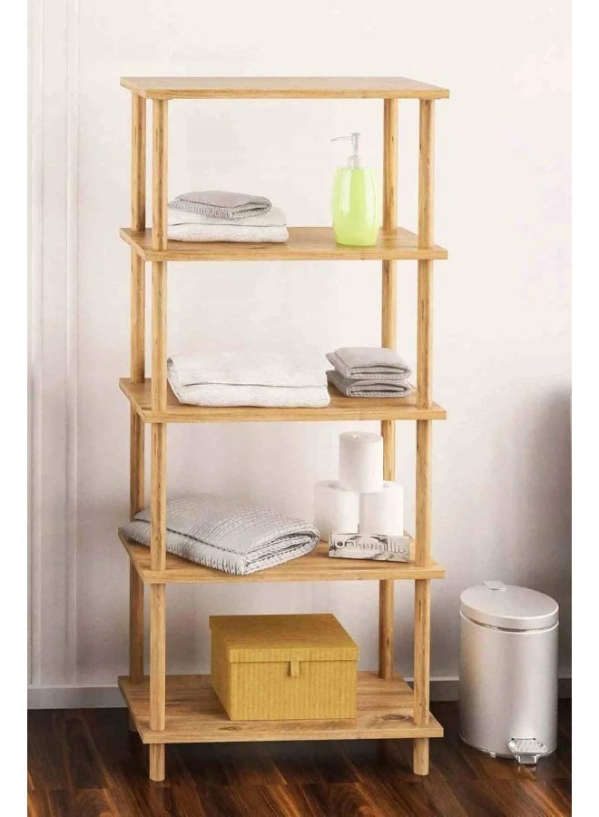 Horoof Home 5-Tier Wooden Shelving Unit – Freestanding Storage Rack for Living Room, Office, Bedroom & Kitchen  - Image 2