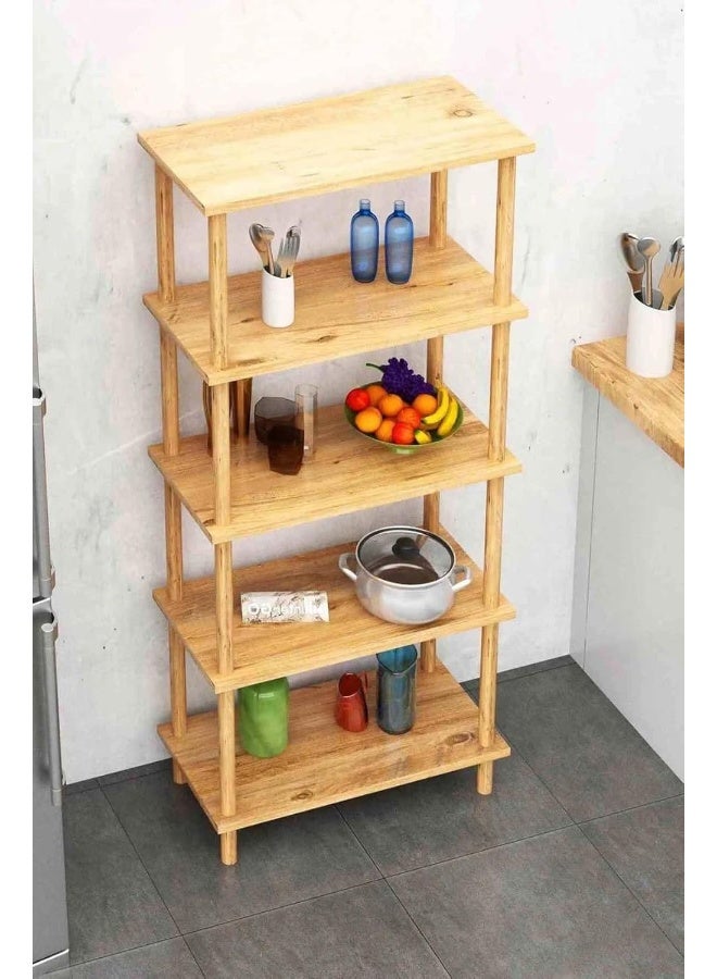 Horoof Home 5-Tier Wooden Shelving Unit – Freestanding Storage Rack for Living Room, Office, Bedroom & Kitchen  - Image 4