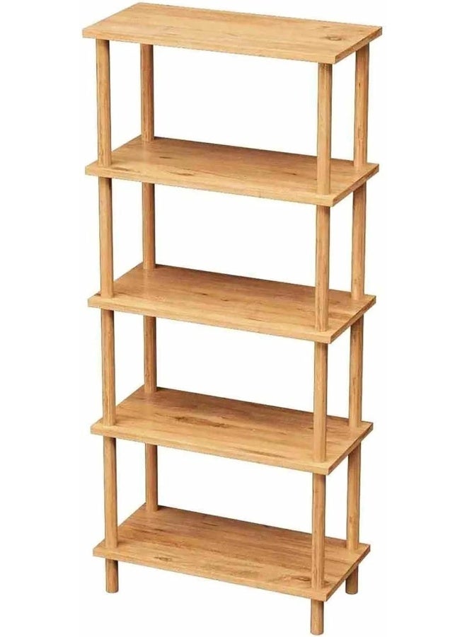 Horoof Home 5-Tier Wooden Shelving Unit – Freestanding Storage Rack for Living Room, Office, Bedroom & Kitchen  - Image 1