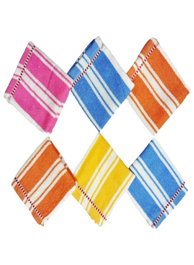Oras Cotton Small Size Face Towel Handkerchief Rumal 200 Gsm Extra Soft And Super Absorbent Face Towels For Women'S Kids And Newborn Babies Set Of 6 (25X25 Cm) Multicolor - Image 1
