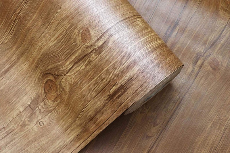 RAUSHIK Self Adhesive Wood Grain Wallpaper Waterproof Old Furniture Vinyl Stickers Wooden Door Wardrobe Desktop PVC Wall Papers (12 * 24, Wood Texture-5) - Image 1