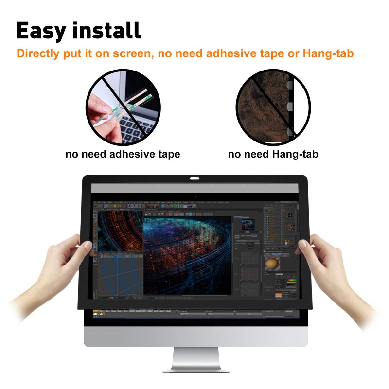 bersem Fully Removable Privacy Screen Protector for iMac 27 inch Monitor, Anti-Spy, Anti-Scratch, UV-Blocking, Matte Finish - Image 4