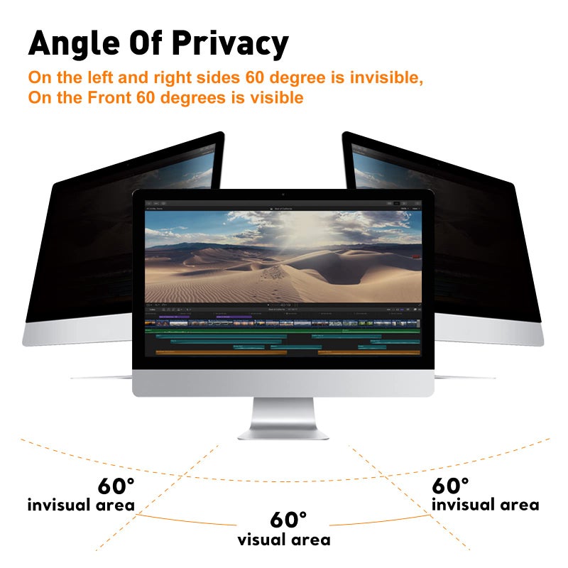 bersem Fully Removable Privacy Screen Protector for iMac 27 inch Monitor, Anti-Spy, Anti-Scratch, UV-Blocking, Matte Finish - Image 2