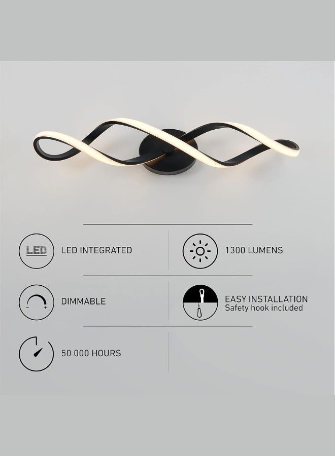 تارجت مصباح جداري LED على شكل دوامة أسود 3 ألوان 60x12سنتيمتر - Image 3