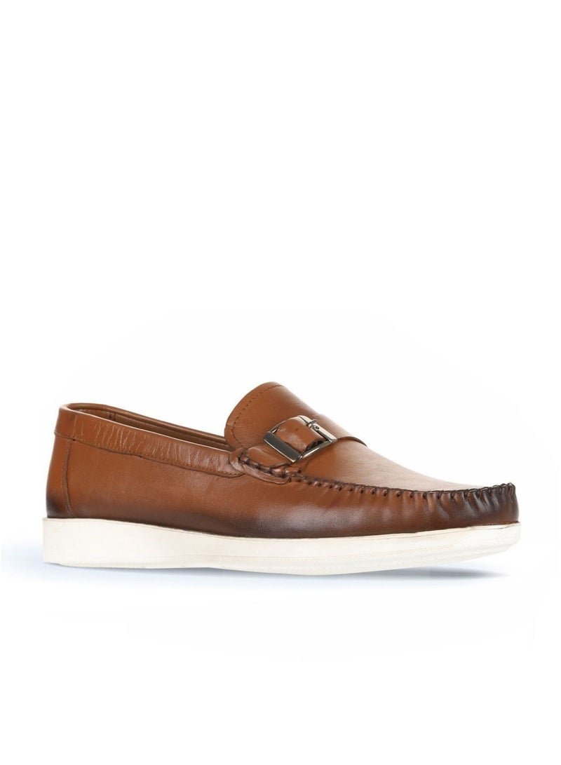 BUENO Men's Classic Leather Loafers with Metal Buckle – Sleek Slip-On Shoes for Formal and Everyday Wear - Image 2