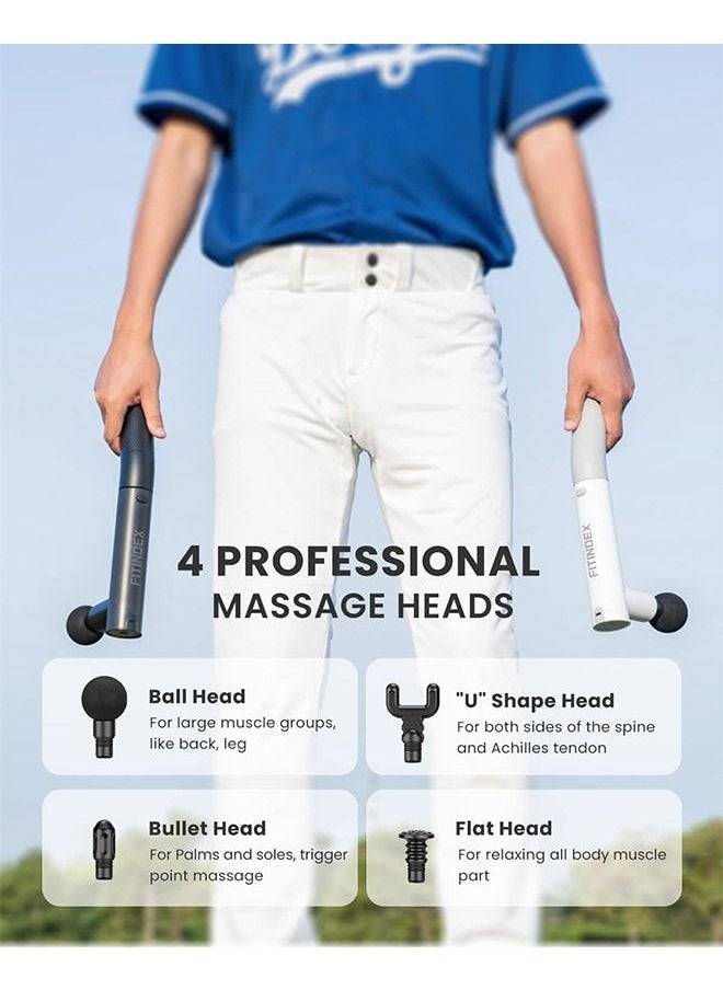 FITINDEX - Extend Massage Gun, 2 In 1 Electric Hand Held Back Massager Gun Deep Tissue, Percussion Muscle Massage Gun With Type-c Charging - Black - Image 1