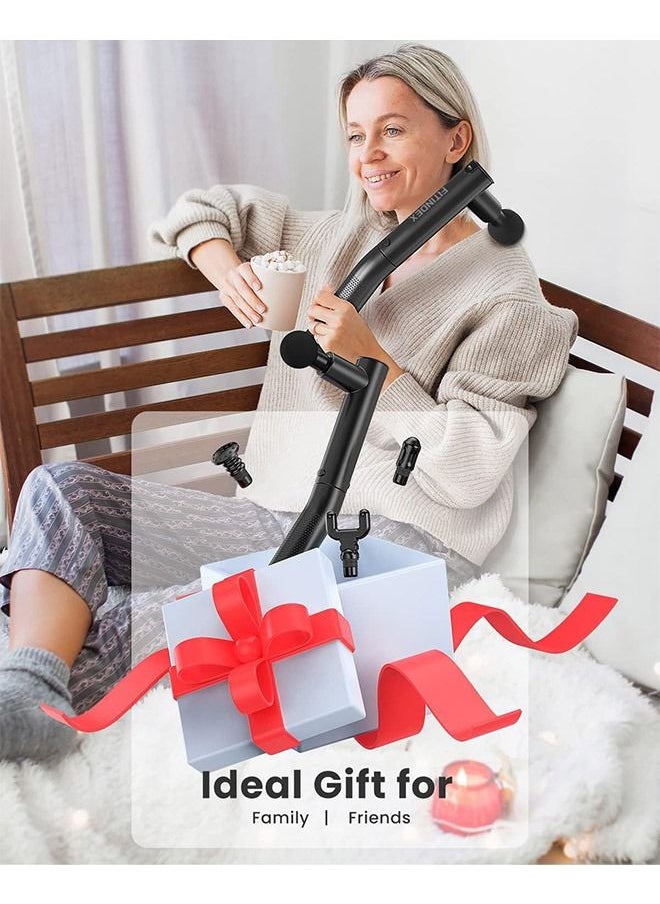 FITINDEX - Extend Massage Gun, 2 In 1 Electric Hand Held Back Massager Gun Deep Tissue, Percussion Muscle Massage Gun With Type-c Charging - Black - Image 1