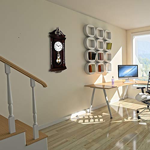 Vmarketingsite Wall Clocks: Grandfather Wood Wall Clock with Chime. Pendulum Wood Traditional Clock. Makes a Great Housewarming or Birthday Gift Wall Clock Chimes Every Hour with Westminster Melody - Image 3