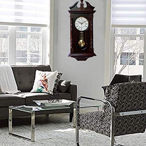 Vmarketingsite Wall Clocks: Grandfather Wood Wall Clock with Chime. Pendulum Wood Traditional Clock. Makes a Great Housewarming or Birthday Gift Wall Clock Chimes Every Hour with Westminster Melody - Image 2
