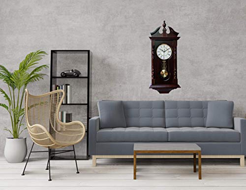 Vmarketingsite Wall Clocks: Grandfather Wood Wall Clock with Chime. Pendulum Wood Traditional Clock. Makes a Great Housewarming or Birthday Gift Wall Clock Chimes Every Hour with Westminster Melody - Image 4