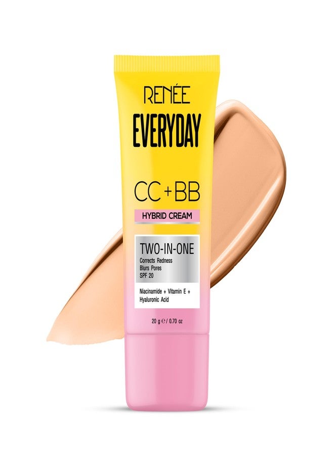 RENEE Everyday CC + BB Hybrid Cream With SPF 20 - Hot Coffee | Corrects Redness, Blurs Pores, Refines Skin Tone, Hydrates Skin | With Niacinamide | Lightweight, Buildable Coverage | 20 g - Image 1