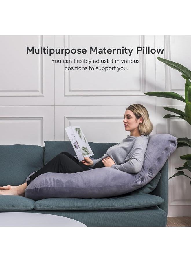Y&D Pregnancy Pillows for Sleeping, U Shaped Full Body Maternity Pillow with Removable Cover - Support for Back, Legs, Belly, HIPS for Pregnant Women, 57 Inch Pregnancy Pillow for Women, Grey  - Image 4