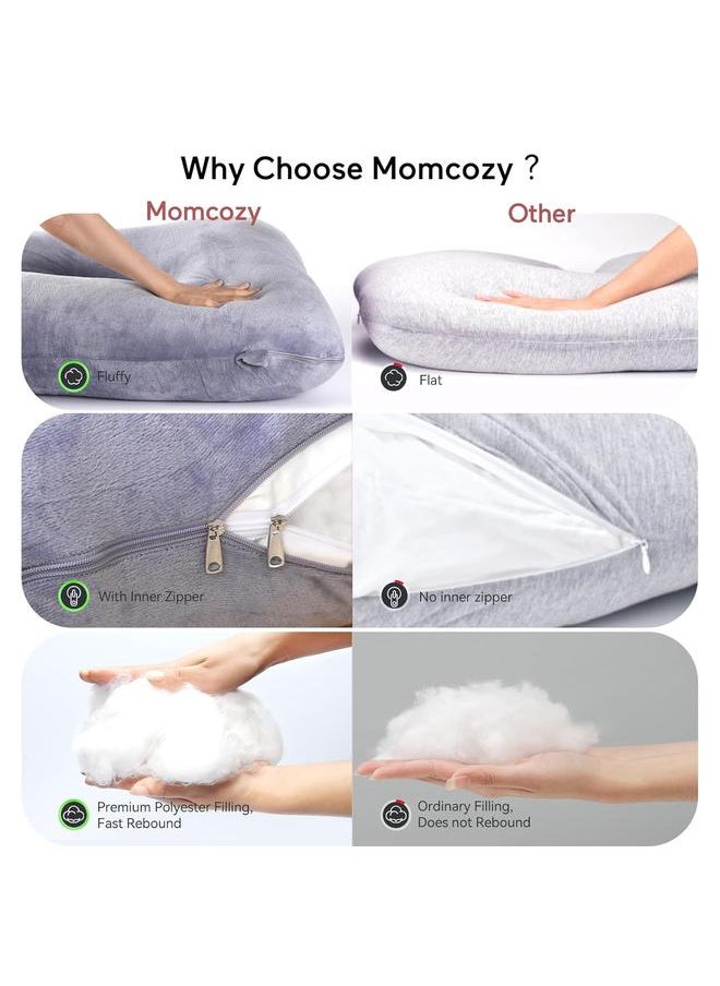 Y&D Pregnancy Pillows for Sleeping, U Shaped Full Body Maternity Pillow with Removable Cover - Support for Back, Legs, Belly, HIPS for Pregnant Women, 57 Inch Pregnancy Pillow for Women, Grey  - Image 5