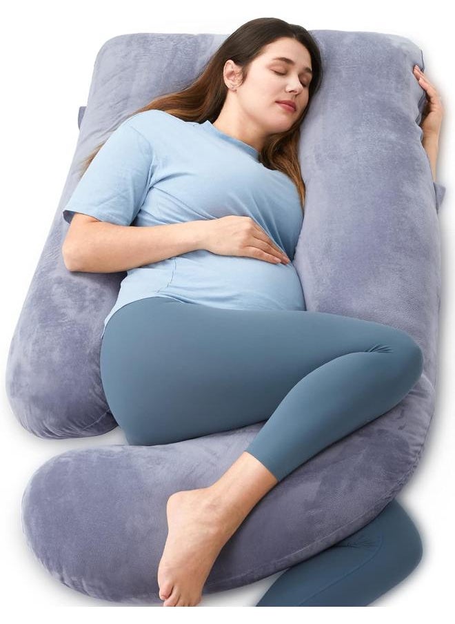 Y&D Pregnancy Pillows for Sleeping, U Shaped Full Body Maternity Pillow with Removable Cover - Support for Back, Legs, Belly, HIPS for Pregnant Women, 57 Inch Pregnancy Pillow for Women, Grey  - Image 1