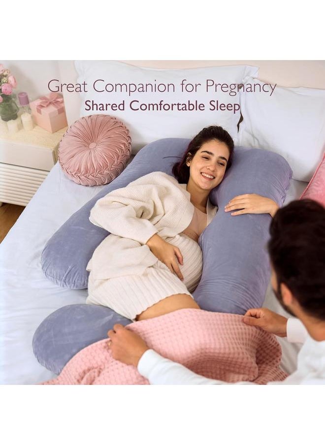 Y&D Pregnancy Pillows for Sleeping, U Shaped Full Body Maternity Pillow with Removable Cover - Support for Back, Legs, Belly, HIPS for Pregnant Women, 57 Inch Pregnancy Pillow for Women, Grey  - Image 3