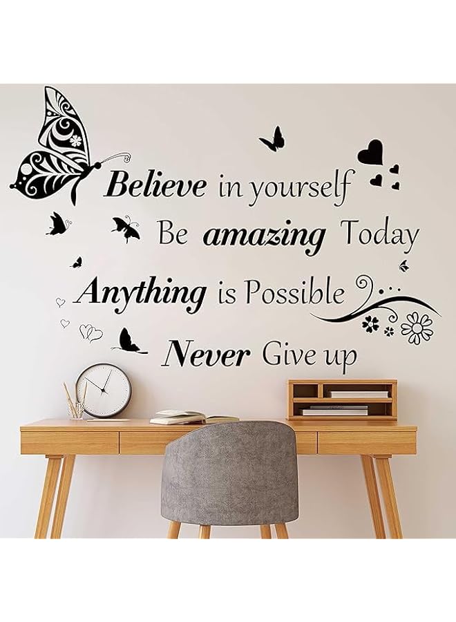 S-TOP Inspirational Wall Stickers, Quotes Letter Wall Art Stickers, Motivational Removable Wall Decor, Positive Word Butterfly Decals, Peel and Stick for Bedroom Living Room Hallways Family Office - Image 1