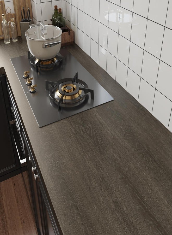 VaryPaper Cedar Brown Wood Contact Paper Peel and Stick Countertops Waterproof Wood Grain Vinyl Wrap for Cabinets Self Adhesive Wooden Wallpaper Wooden Look Contact Paper for Desk Table 15.7''x78.7'' - Image 1