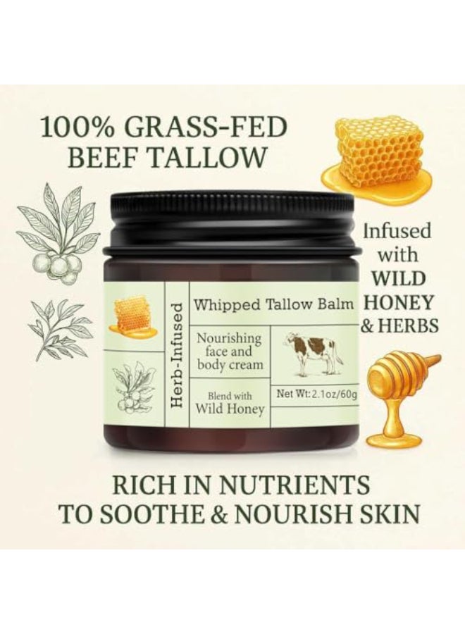URQT Beef Tallow for Skin Organic GrassFed Whipped Beef Tallow and Honey Balm Deeply Moisturizing for Face Body Natural Skin Care for Soft Supple Skin - Image 3