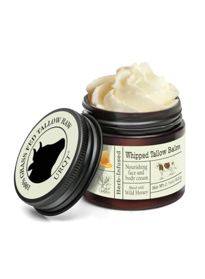 URQT Beef Tallow for Skin Organic GrassFed Whipped Beef Tallow and Honey Balm Deeply Moisturizing for Face Body Natural Skin Care for Soft Supple Skin - Image 1