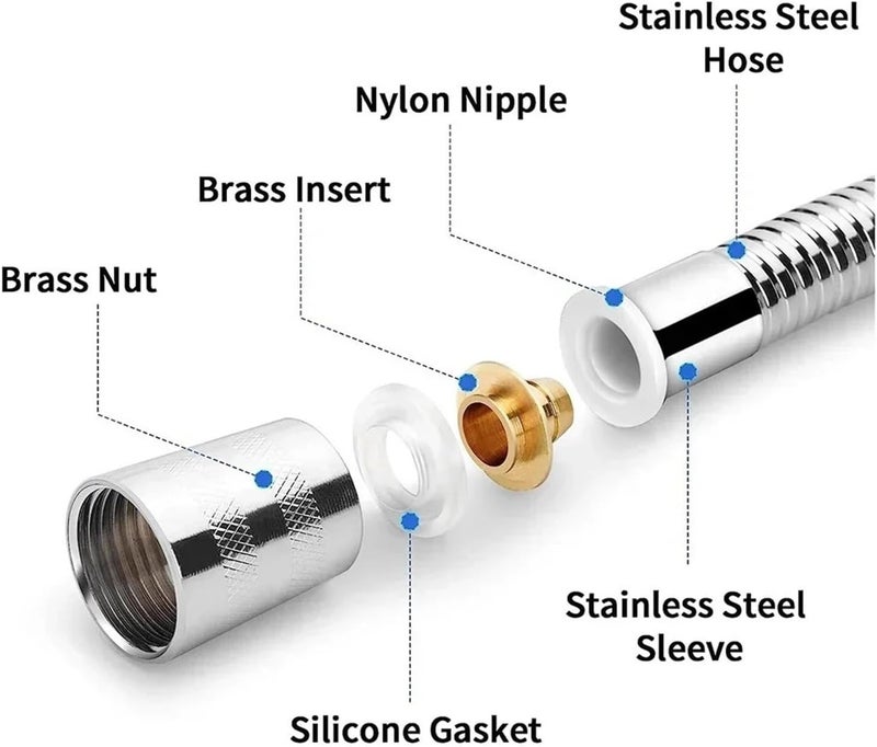 1.5M 2M Stainless Steel Hose Extension Tube Bathroom Shower Water Pipe Draw Accessories(1.5M) - Image 3