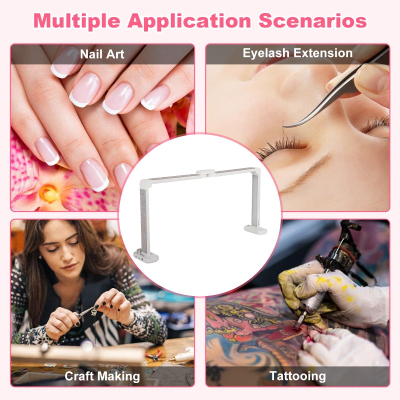 OLenyer 34in Half Moon Light for Nail Desk, Foldable LED Lamp for Nail Art, Tattooing, Craft Making, Stepless Dimming, 3000-6000K Color Temperature Adjustment, 456 Light Beads, White with Diamond - Image 5