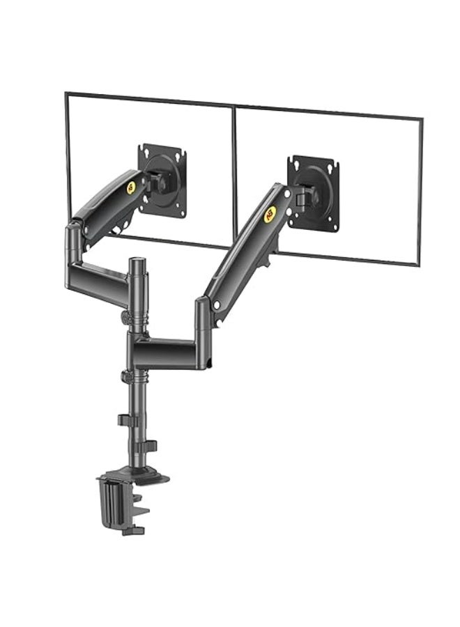NB NORTH BAYOU SYGA NB H180 Dual Monitor Desk Mount – Fits 22 to 27 Inch Screens – Load Capacity 2 to 9 kg per Arm – Black - Image 1