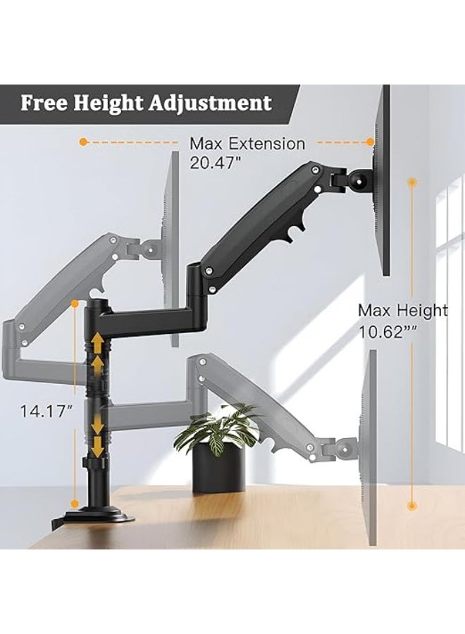NB NORTH BAYOU SYGA NB H180 Dual Monitor Desk Mount – Fits 22 to 27 Inch Screens – Load Capacity 2 to 9 kg per Arm – Black - Image 4