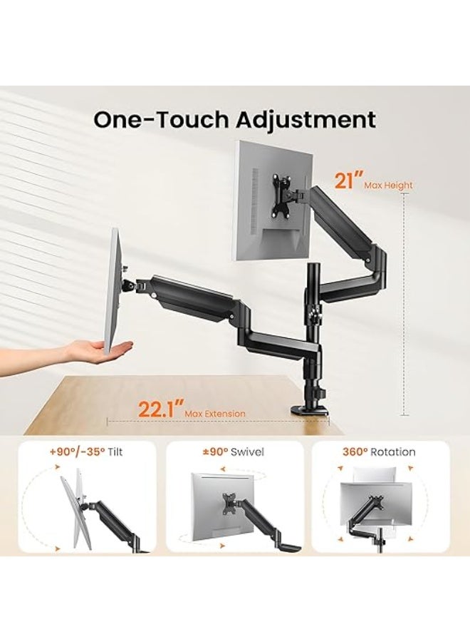 NB NORTH BAYOU SYGA NB H180 Dual Monitor Desk Mount – Fits 22 to 27 Inch Screens – Load Capacity 2 to 9 kg per Arm – Black - Image 3