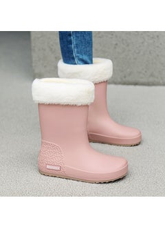 Generic Korean Fashion Waterproof Non-Slip Rain Boots Pink [plus cotton]] 